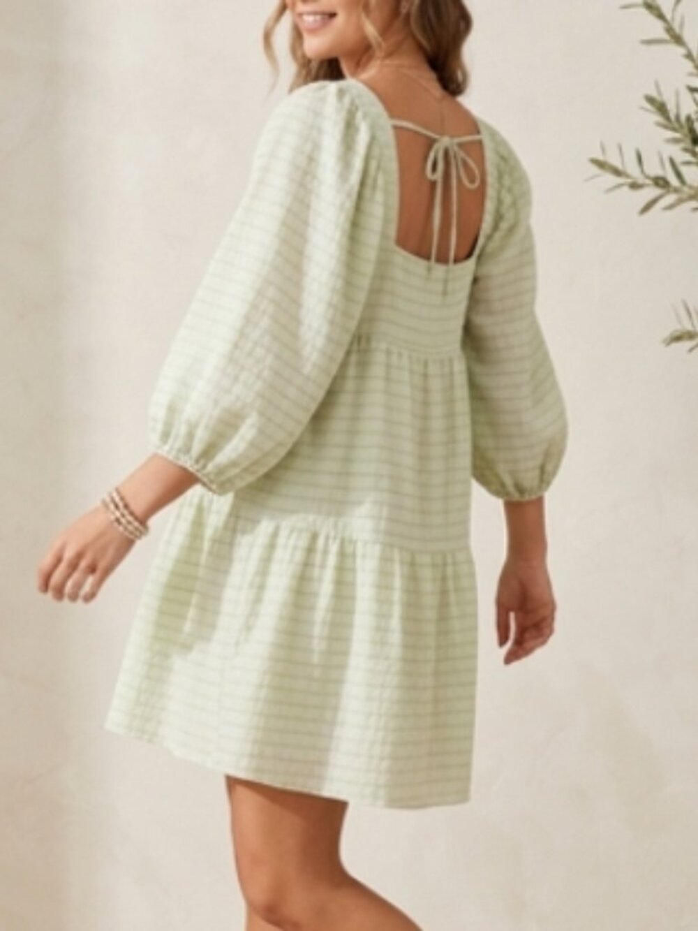 Lush Crinkle Lined Mint Green Dress M Cottagecore Puff Sleeve Square Neckline
